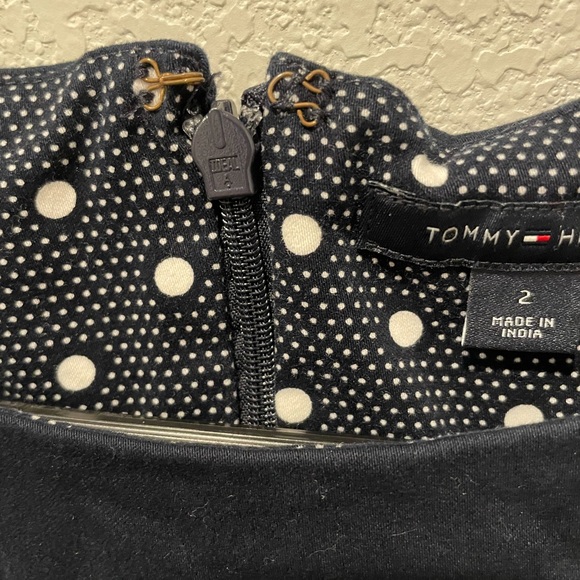 Tommy Hilfiger Navy Blue White Polka Dots Mini BodyCon Dress Size 2 - Picture 5 of 12